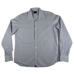 UNTUCKit Shirt Mens Medium Blue White Gingham Button Down Slim Fit Long Sleeve